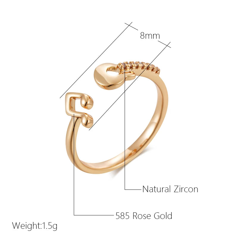 Major Flare Guitar Shape Party Ring - Fashion Jewellery Made With 585 Rose Gold Colour Major Flare Guitar Shape Party Ring - Fashion Jewellery Made With 585 Rose Gold Colour